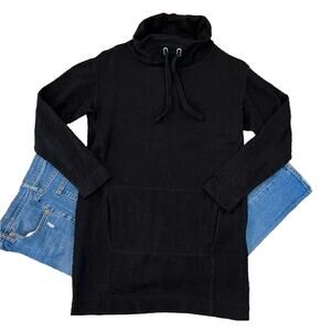 Max Studio Black Textured Mockneck w/Drawstring & Pocket Top - SIZE XS